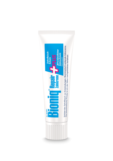 Bioniq® Repair-Toothpaste Plus protects the gums from inflammation